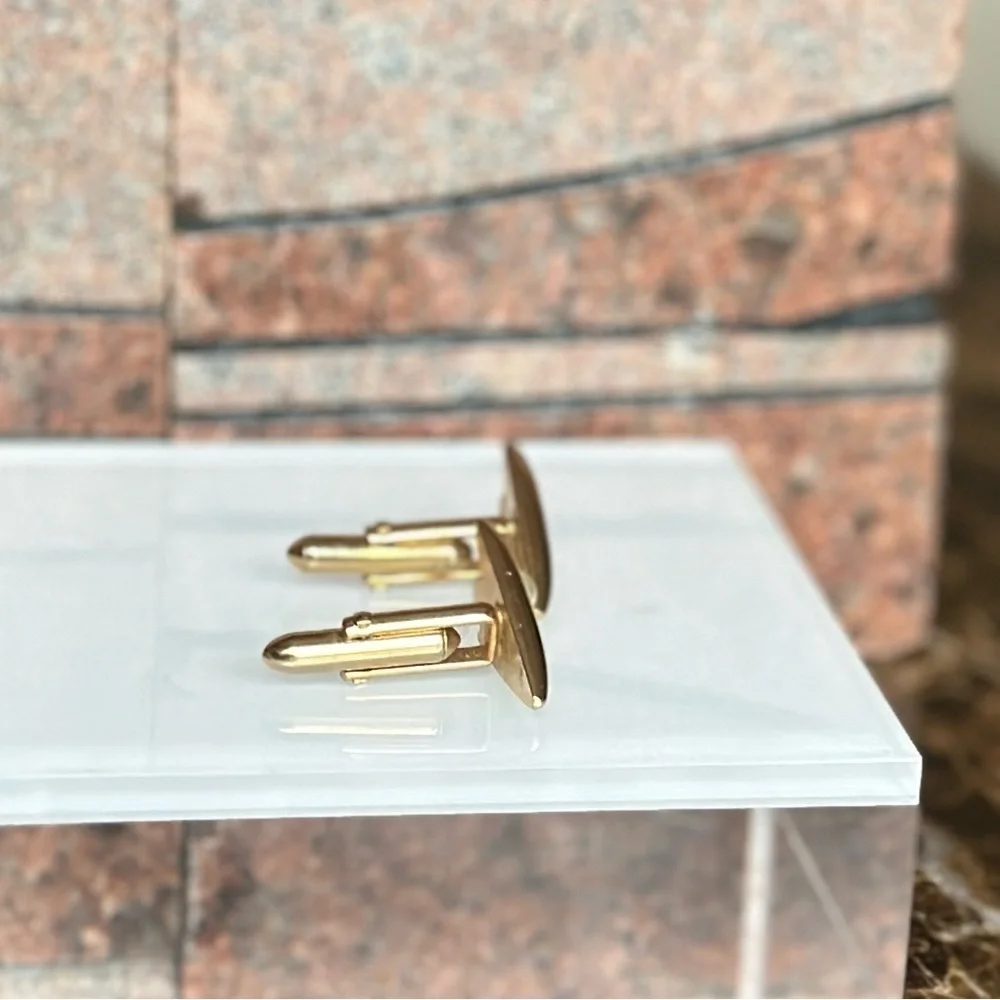 Swank Vintage Paper Airplane Gold Toned Cuff Links With Pearl Accents